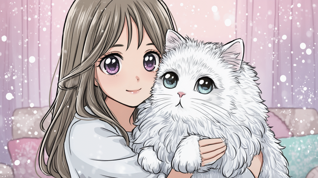 美女と猫