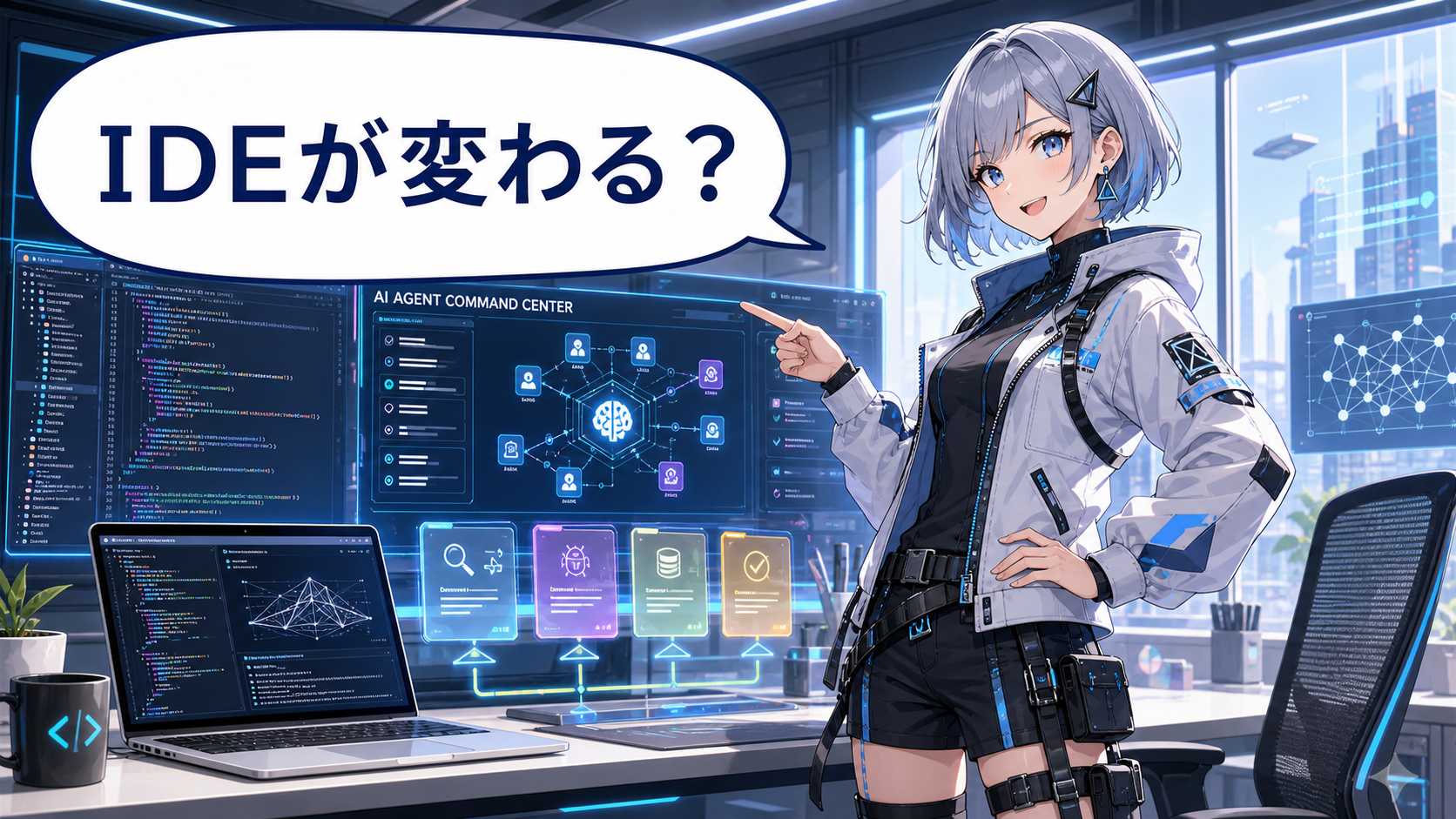 antigravity 2.0 ideでAIエージェント開発が変わることを示すアニメ調アイキャッチ画像