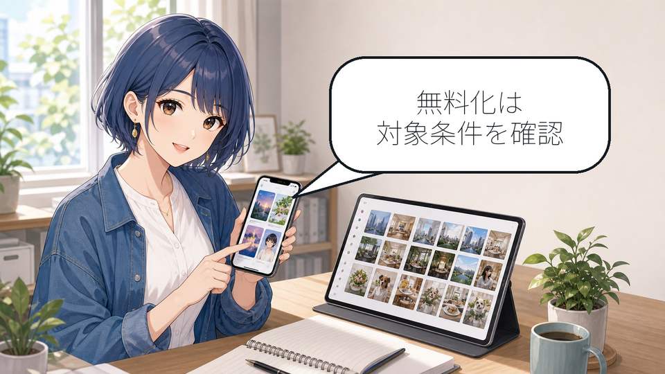 Geminiのパーソナライズ画像生成が無料で使える条件を確認するアニメアイキャッチ画像