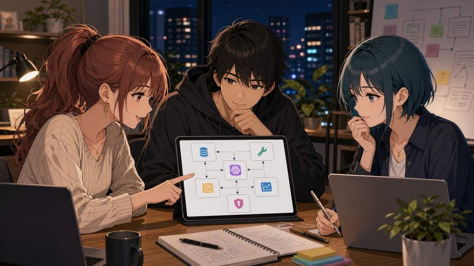 EdgeOne MakersでAIエージェント公開前の設定をチームで確認するアニメ画像