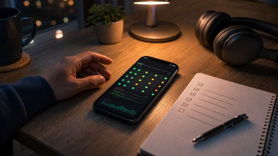スマホのサービス状態と確認リストを見る夜のデスク