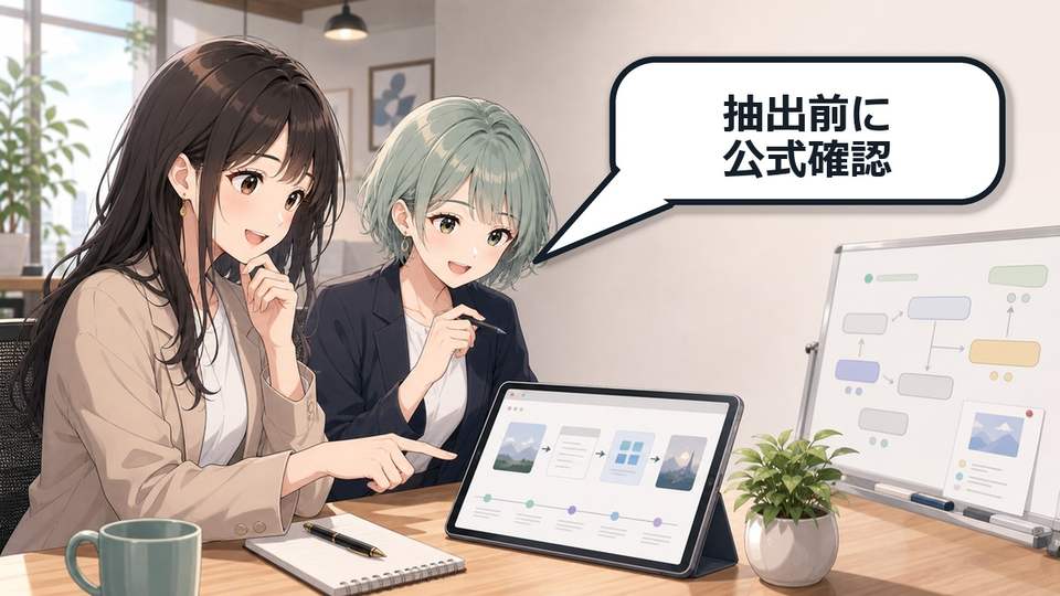 Tabstack by MozillaでWebデータ抽出前に公式情報を確認する二人のアニメ調イラスト