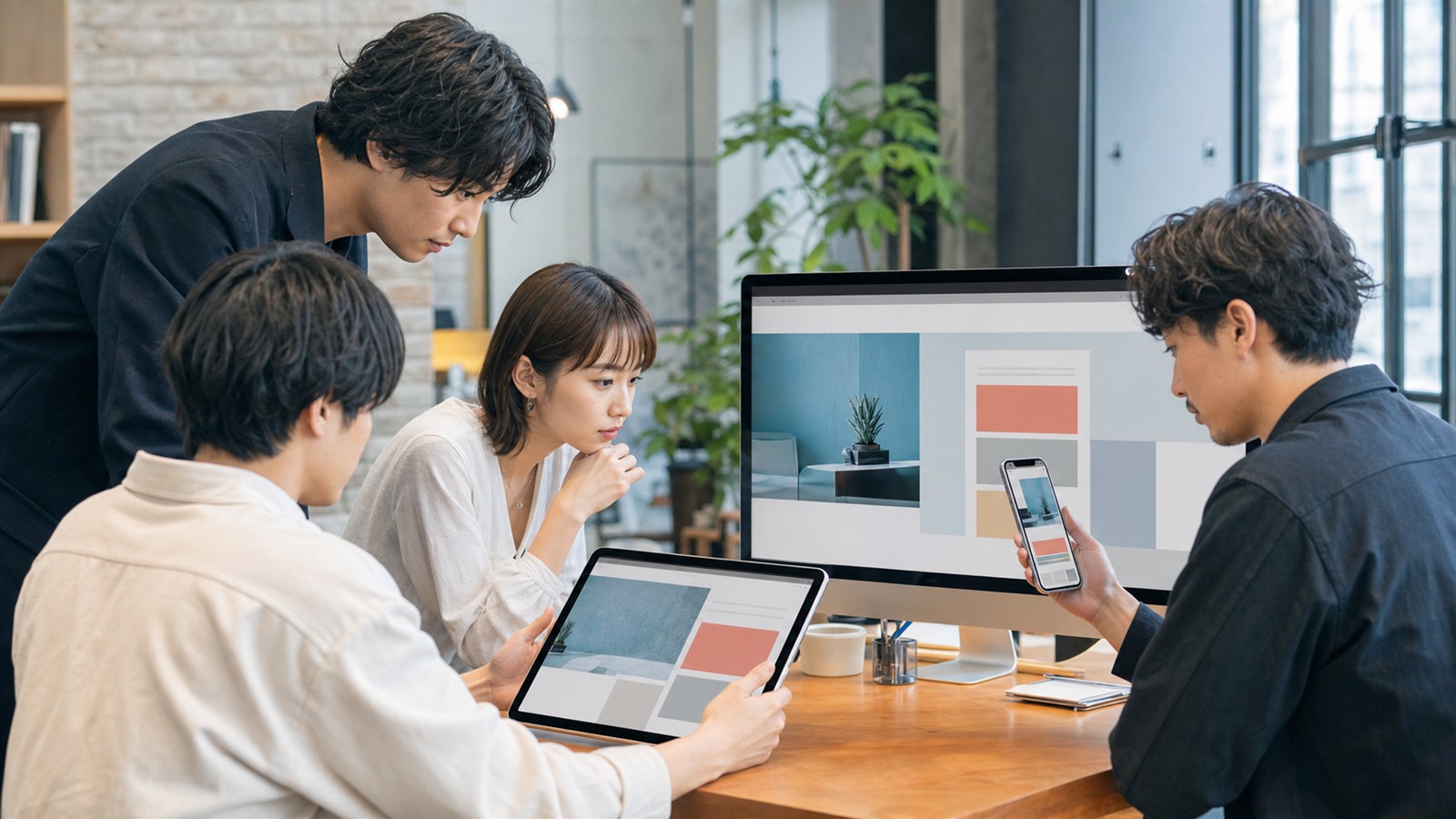ChatGPT SitesのサイトをスマホとタブレットとPCで確認する制作チーム