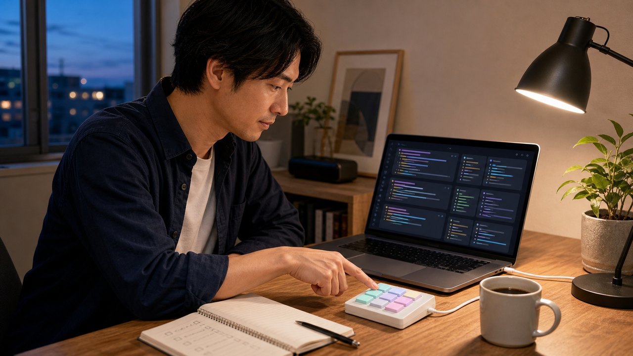 Codex hardwareのマクロパッドをデスクで確認するリアル画像
