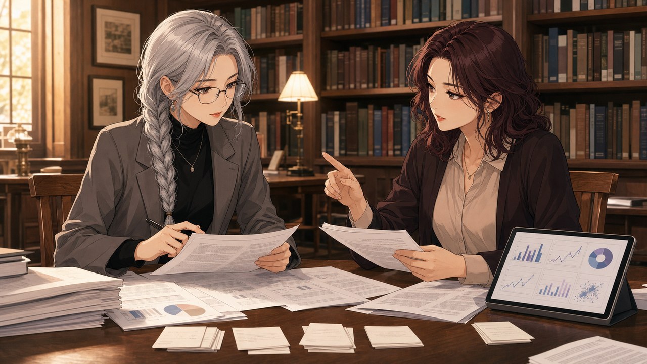 Claude Scienceで論文の主張と根拠を照合するアニメ調の二人の研究者