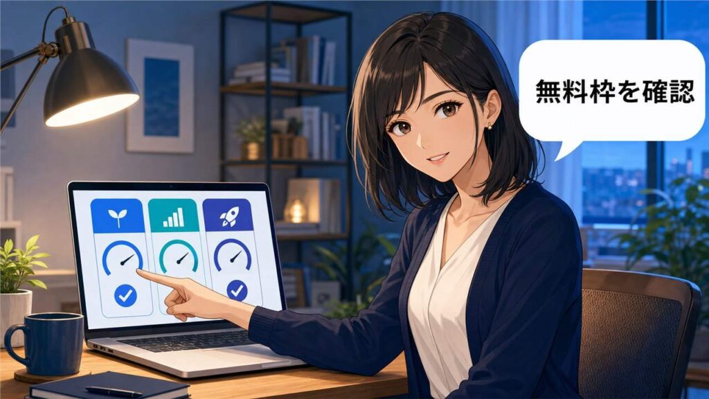Google AI Studioの無料枠と利用上限を説明するアニメ女性