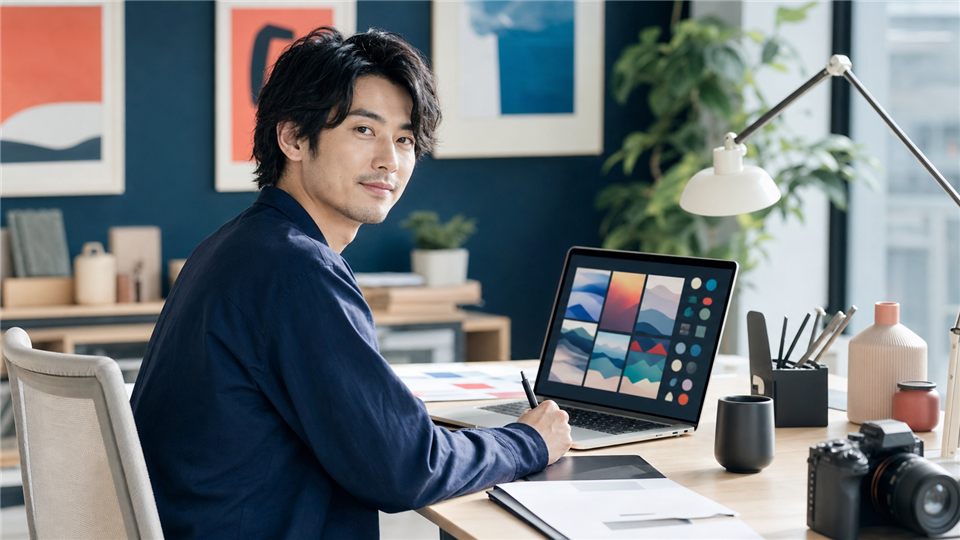 新しい画像生成環境で制作を続ける日本人男性