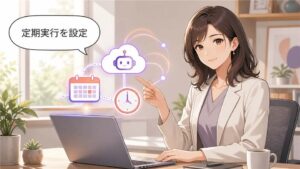 Claude Managed Agentsの定期実行を設定する日本人女性のアイキャッチ画像