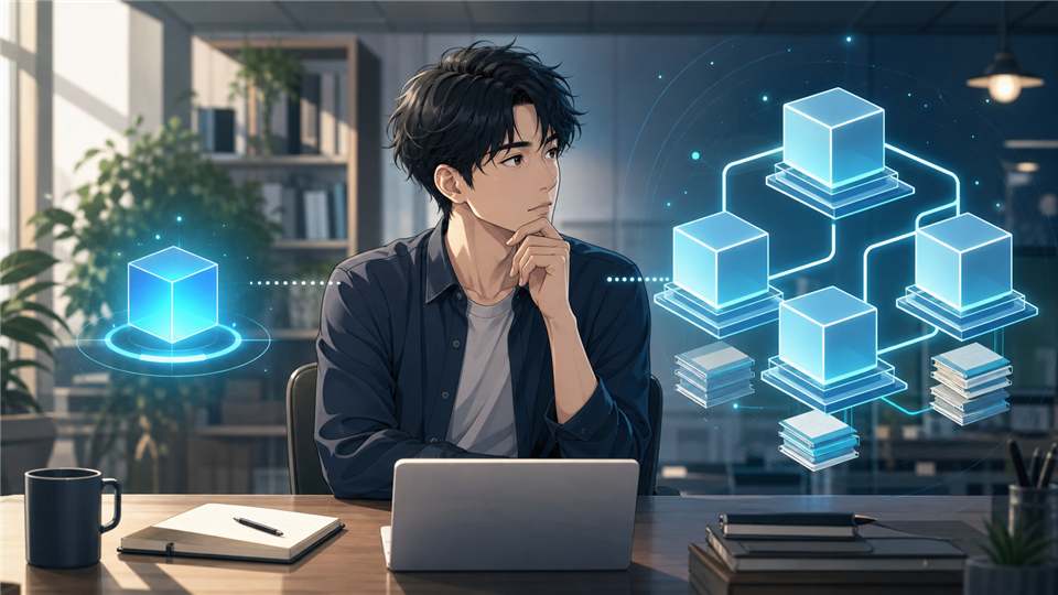 軽い質問と複数工程のAIエージェント作業を選ぶ日本人男性
