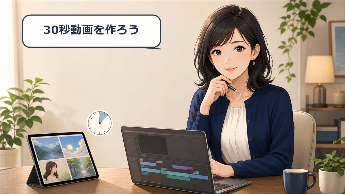 Seedance 2.5で30秒のAI動画を企画する女性