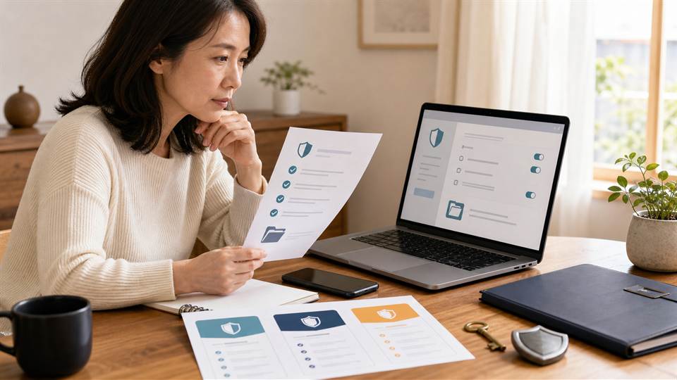 YouMind AIへ資料を入れる前にプライバシー設定と料金を確認する日本人女性
