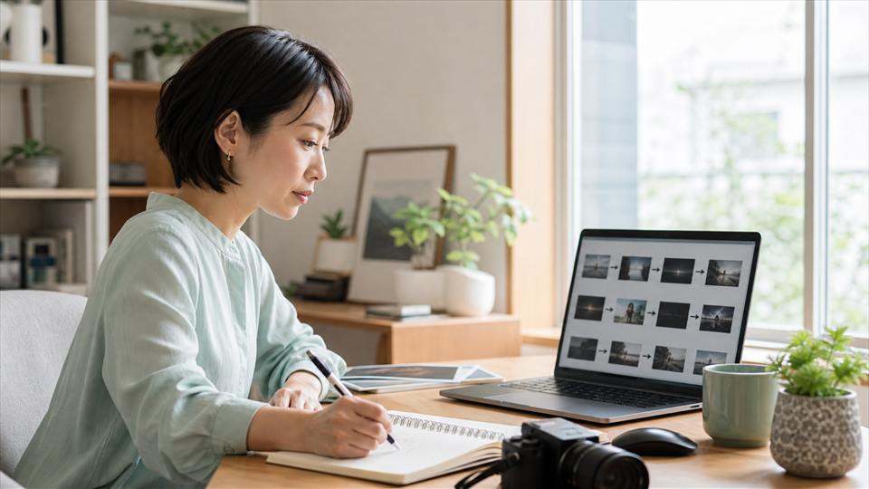 短い動画案と入力画像を用意して生成手順を確認する日本人クリエイター