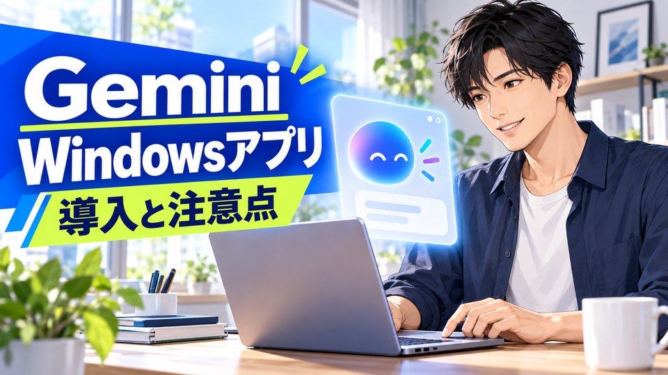 WindowsパソコンでGemini公式アプリを起動する日本人男性