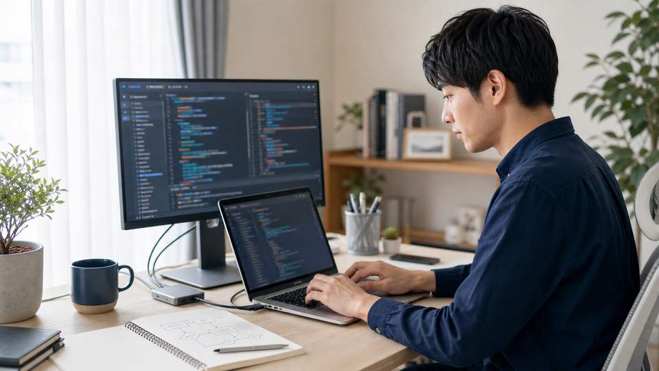複数ファイルの長時間コーディングに取り組む日本人開発者