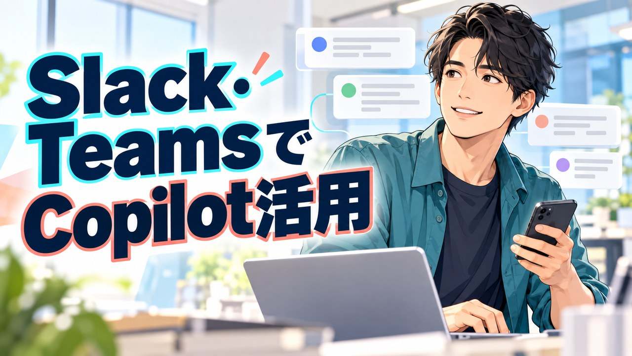 SlackとTeamsでGitHub Copilotを活用する方法を紹介するアイキャッチ