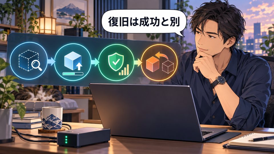 OpenClaw更新の検証と復旧を確認するイメージ