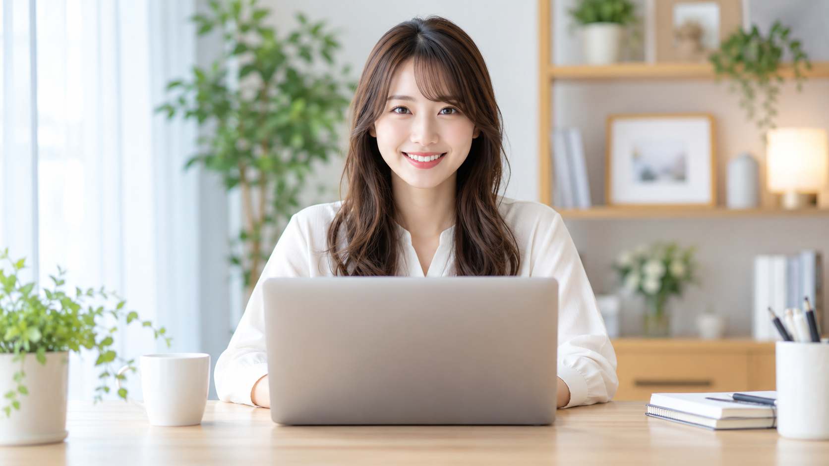 短いプロンプトで生成した整いすぎた日本人女性の作業風景