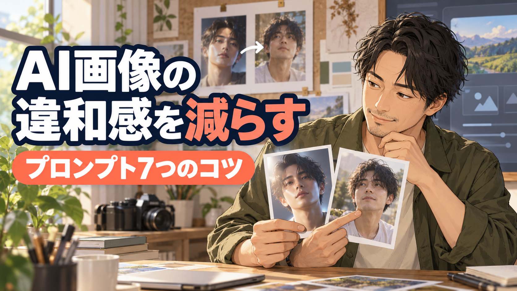 AI画像の違和感を減らすプロンプト7つのコツを紹介するアイキャッチ