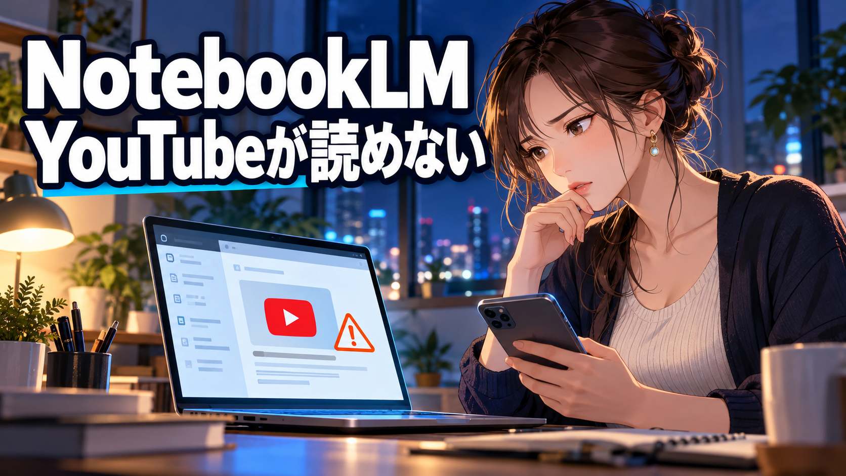 NotebookLMでYouTubeを読み込めない状態を確認する画面