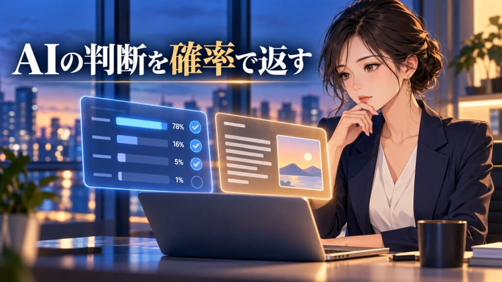 AIの分類確率を確認する女性